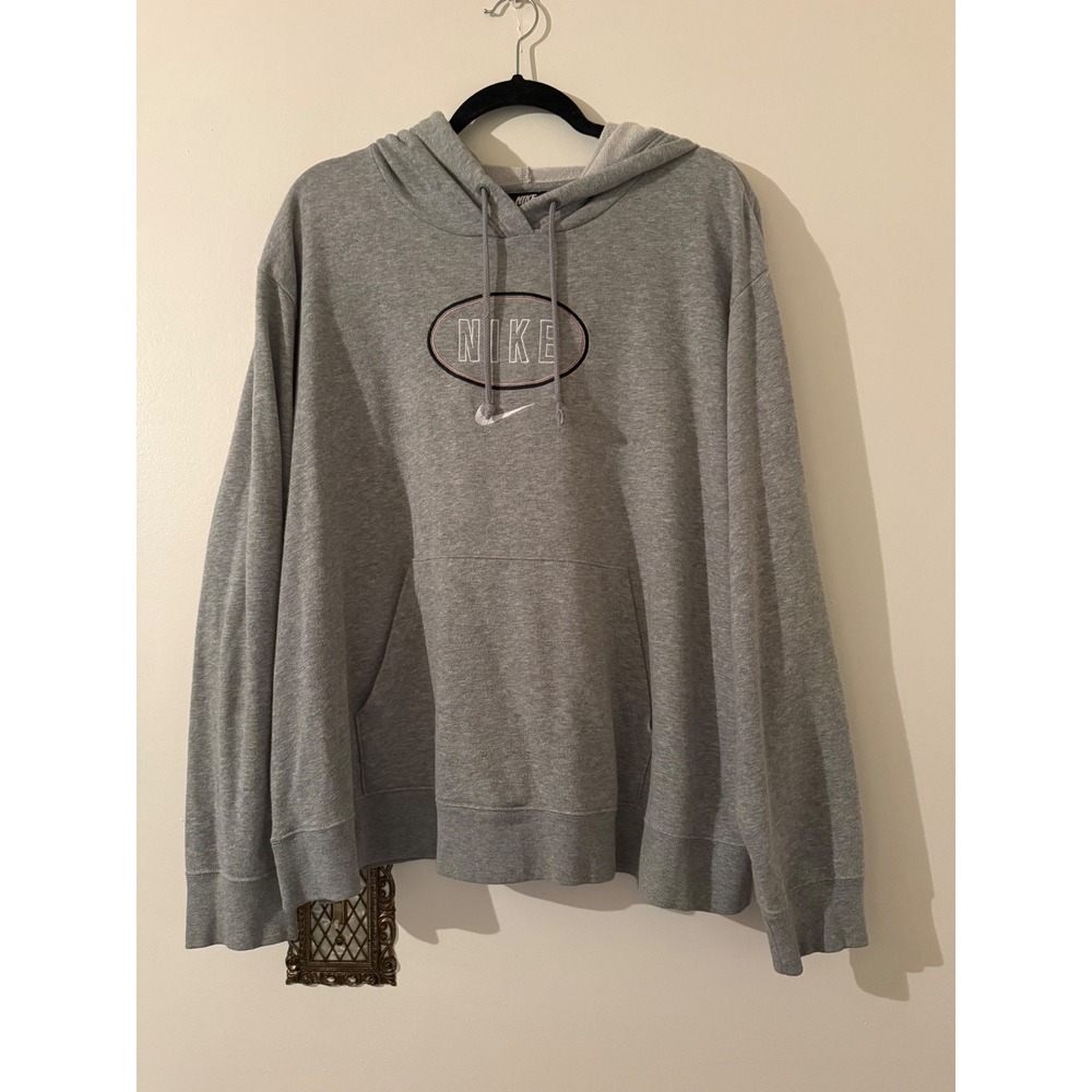 Nike Sportswear Essential Fleece Hoodie Gray Embroidered Logo DC6955-063 1X